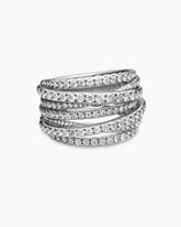 Pavé Crossover Ring in 18K White Gold with Diamonds, 16mm